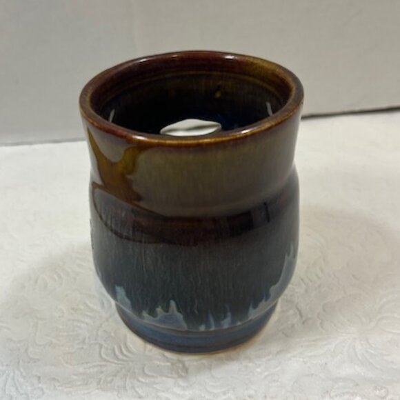 VTG Handmade Glossy Face Art Pottery Ceramic Candle Holder, Nick Knacks, etc 4" - Picture 4 of 12